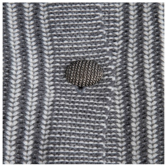 St. John Gray Wool Blend Striped Knit Button Up Cardigan Size M - Picture 12 of 16